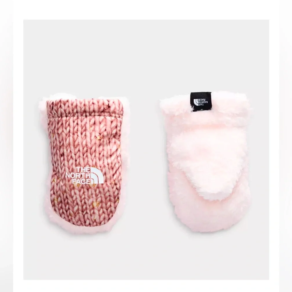 The North Face Kids Pink Knit Faux-Fur Mittens